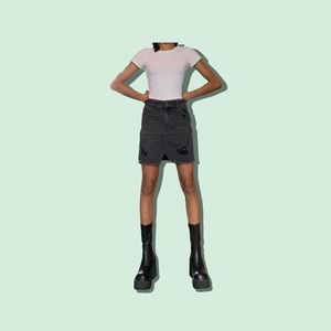 Button-Up Denim Jean Skirt